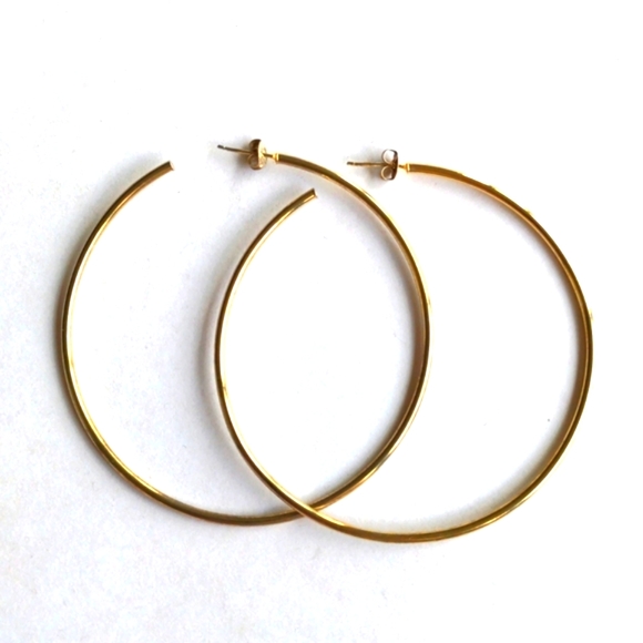 Jewelry - Vintage sterling 925 large hoop earrings, gold plated